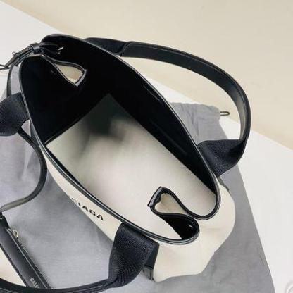 新作★Balenciaga★NAVY ロゴ SMALL CABAS トートバッグ (S)